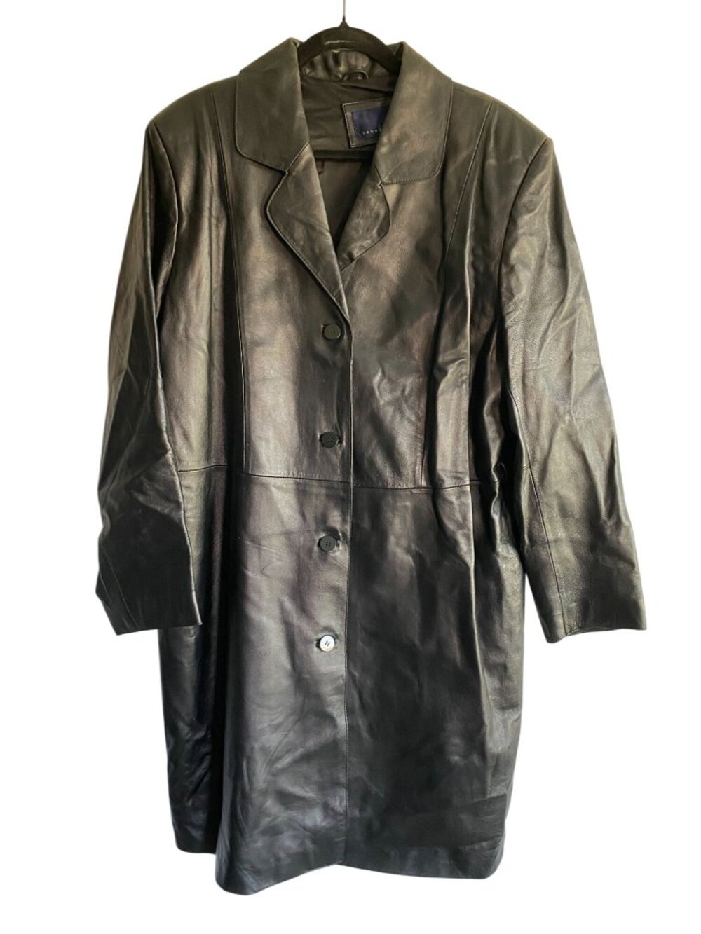 Venezia Womens Black Button-Front Long Coat Vintage Elegant Outerwear